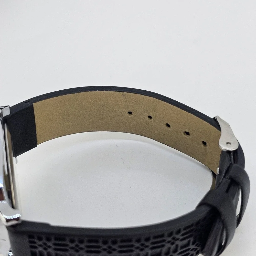 Jessica Carlyle 36MM Women Watch White Dial Crystal Bezel Black Bands NewBattery